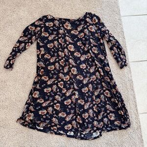 Lush Black Floral Paisley Long Sleeve A-Line Dress